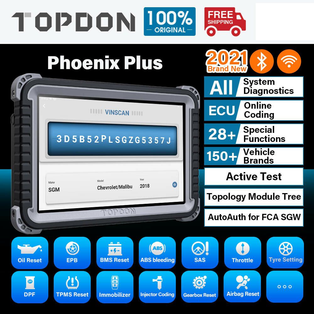 Topdon Phoenix Plus Car Diagnostic Tool OBD2 II Full Function