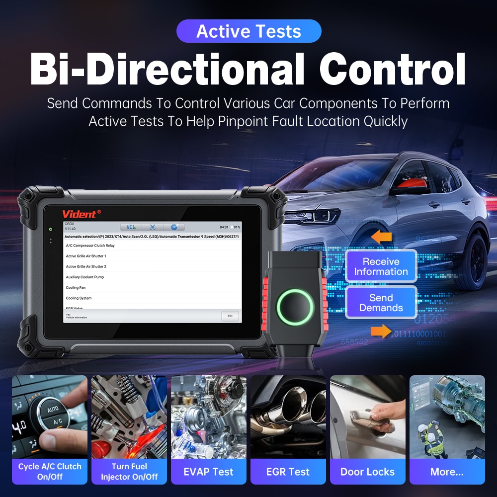 2023 Vident iSmart 800Pro BT All System Diagnostic Tool Code Reader with 40+ Reset Functions Key Programmer Auto VIN Active Test