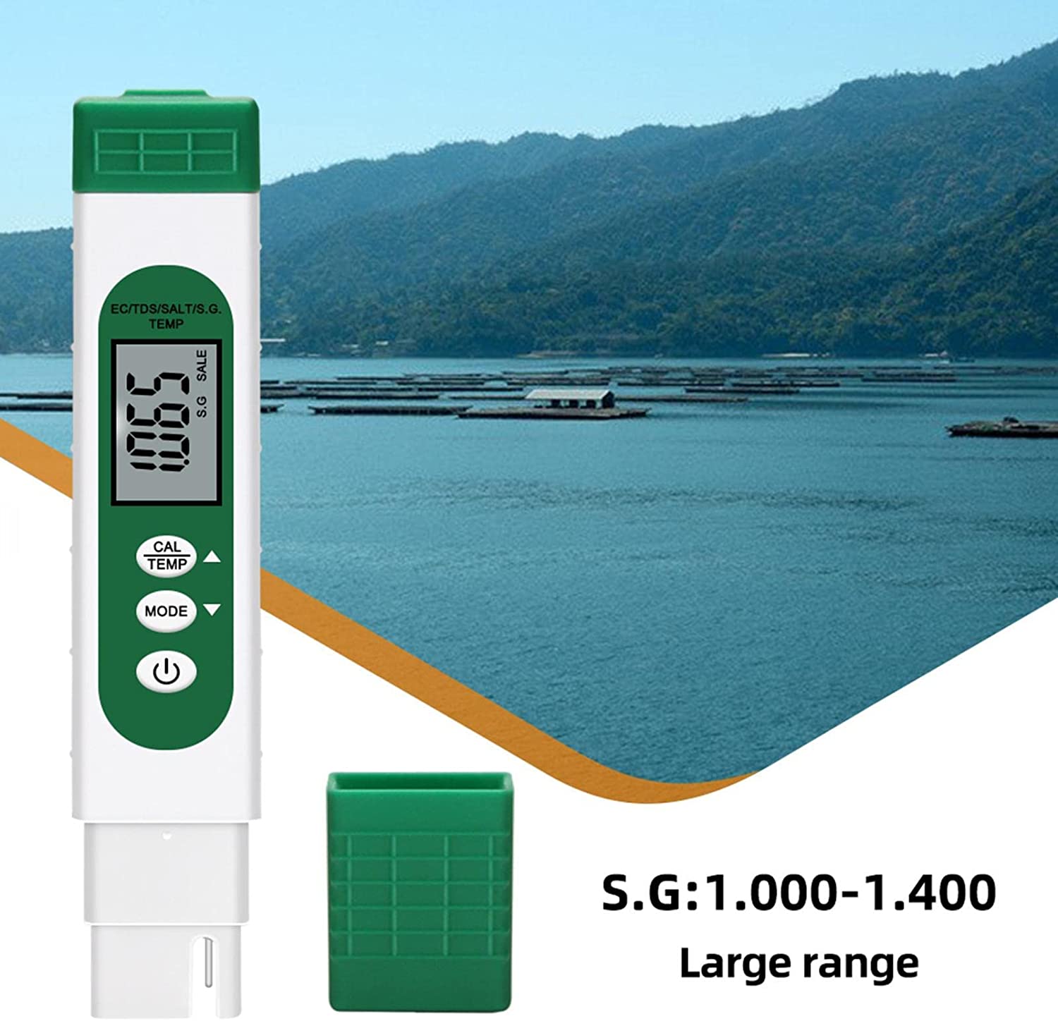 Water Tester Pen LCD Display Water Tester EC TDS Temp Meter 5-in-1 Multifunctional High Accuracy Water Test Meter for Hydropon