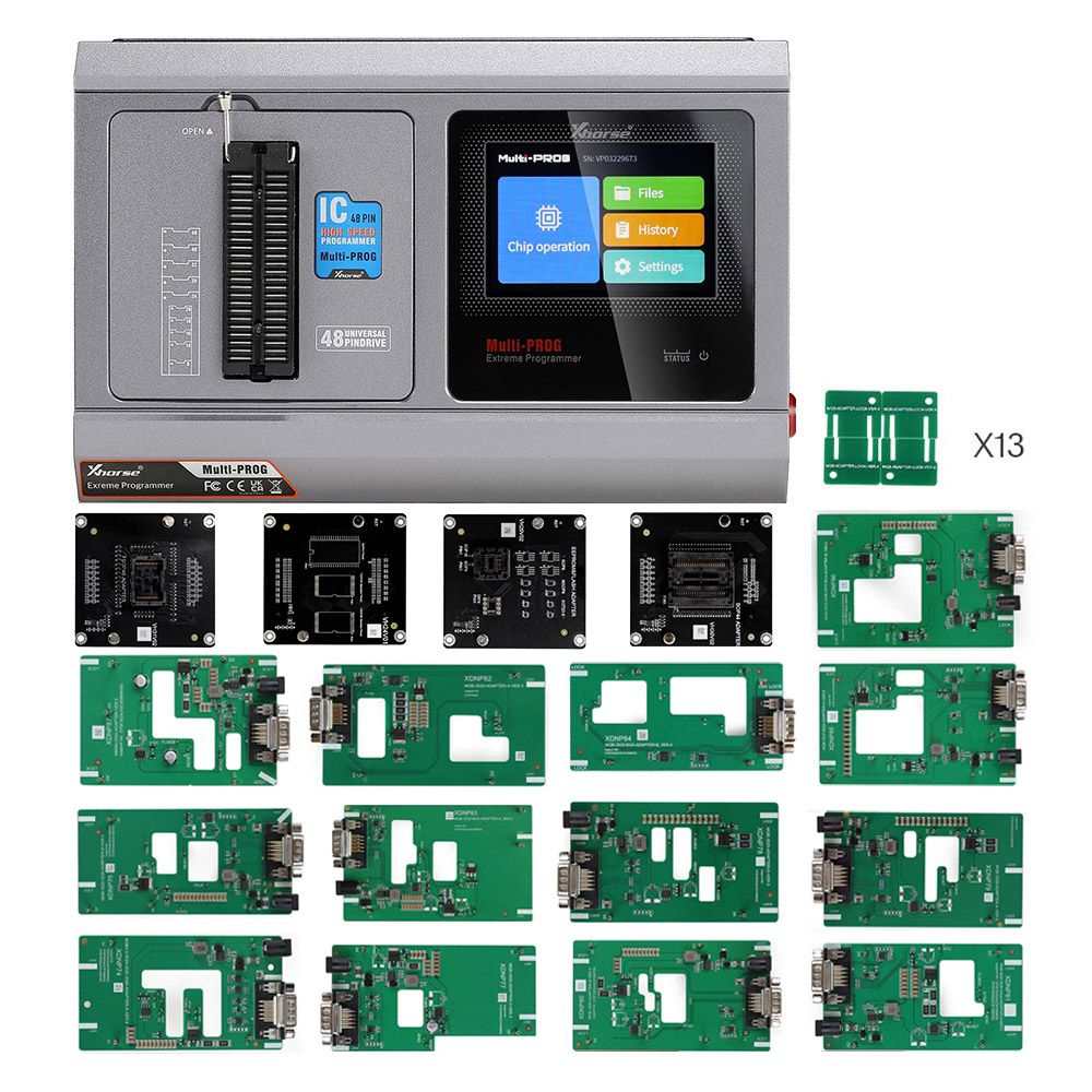 Xhorse Multi Prog Multi-Prog Programmer with VH24 VH29 VH30 VH31 Adapters and MQB48 XDNPM3GL 13 Full Set Adapters