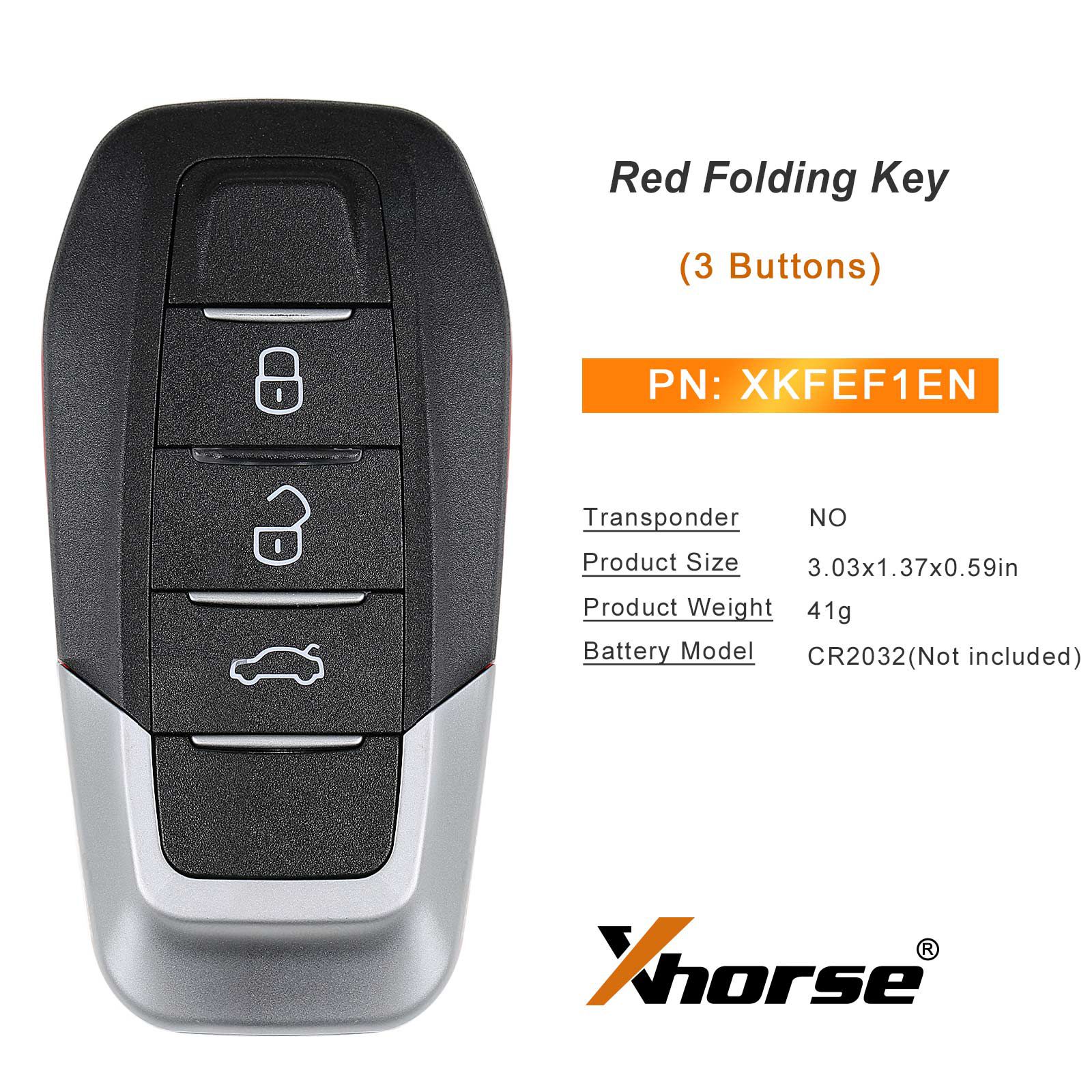 Newest XHORSE XKFEF1EN FA.LL Ferrari 3 Buttons Bright Red Folding Universal Remote Key 5pcs/lot