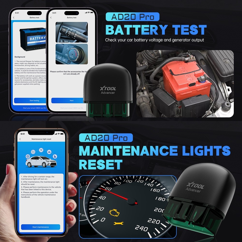 2023 Newest XTOOL AD20 Advancer OBD2 Code Reader Scanner Car Engine Diagnostic Tools Android /IOS Better than ELM327/AD10 Update