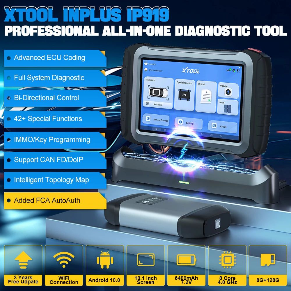 XTOOL InPlus IP919 Wireless Bidirectional Diagnostic Tool with ECU Coding, 42+ Service, FCA AutoAuth, Topology Map,DoIP CAN FD 3 Years Free Update