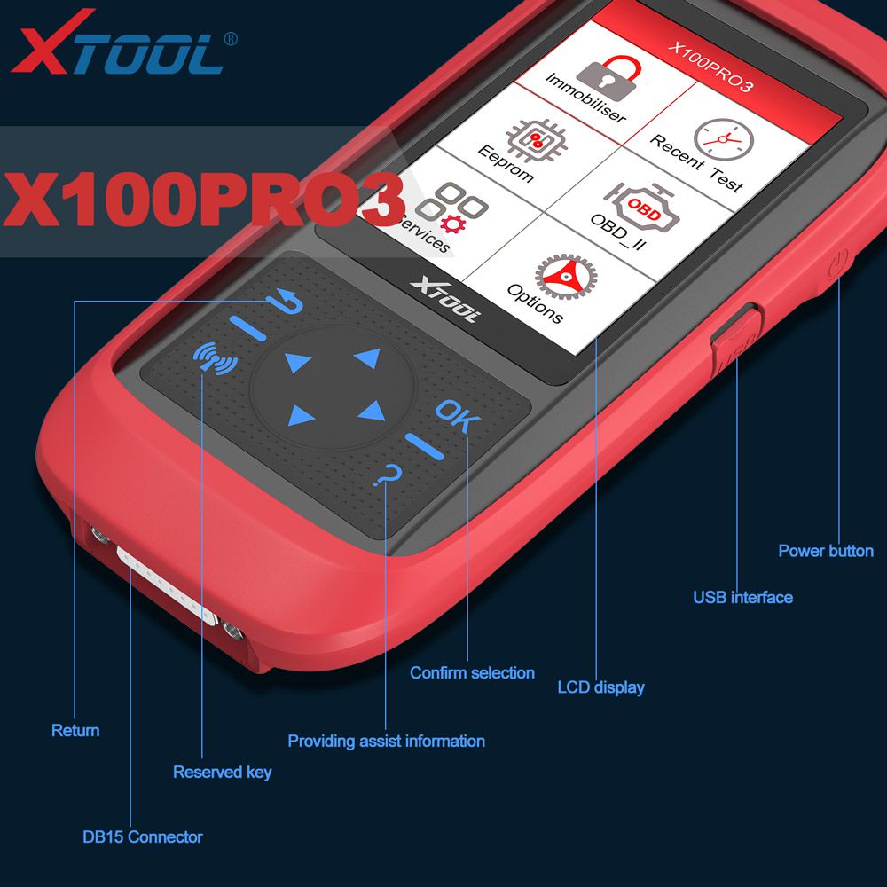 XTOOL X100 Pro3 Professional Auto Key Programmer Add EPB, ABS, TPS Reset Functions Free Update Lifetime