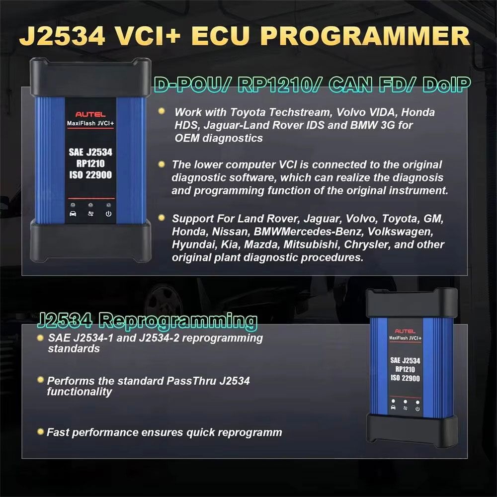 Autel MaxiFlash JVCI+ J2534 RP1210 ISO 22900 ECU Programming Device