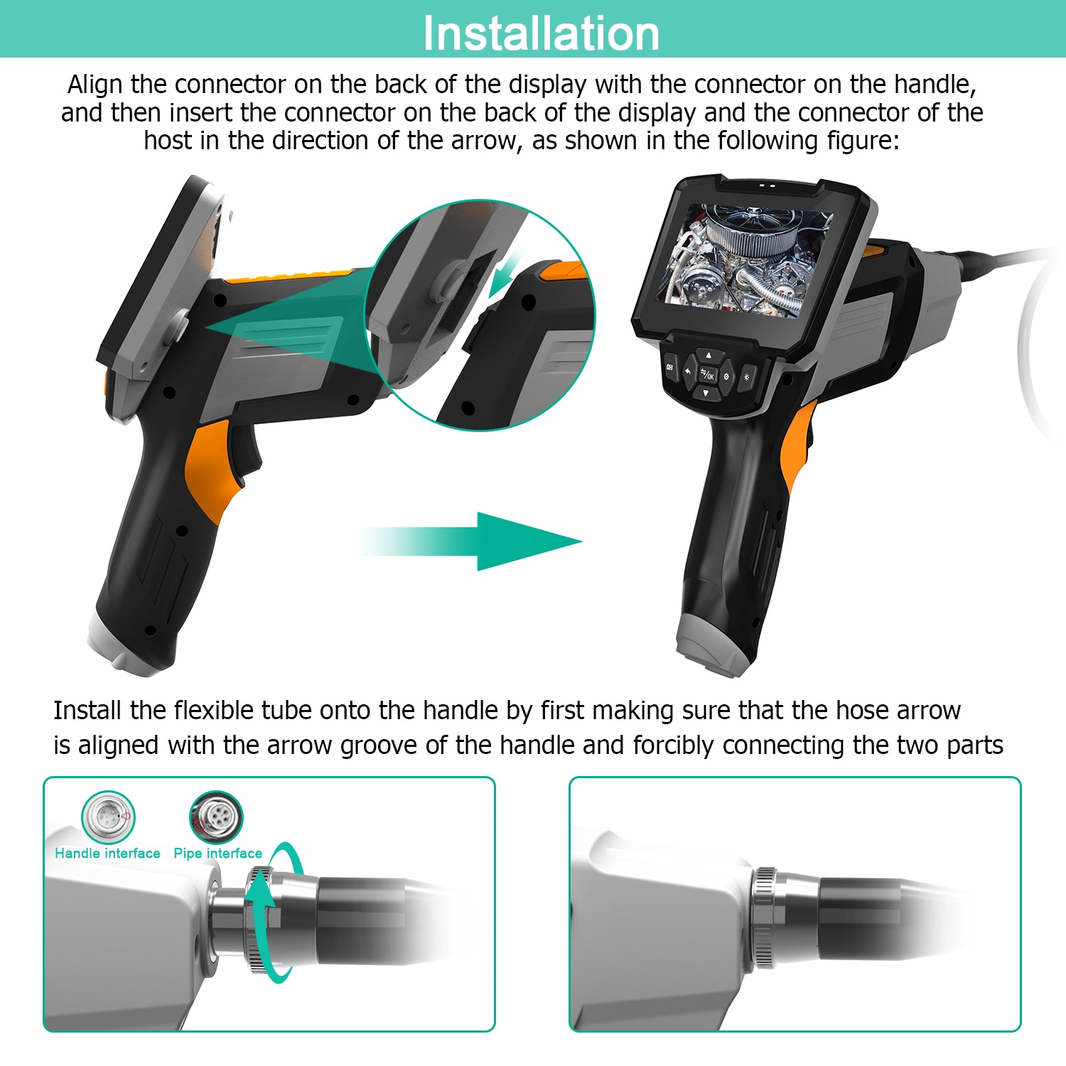 Portable Dual Lens Handheld Endoscope Camera