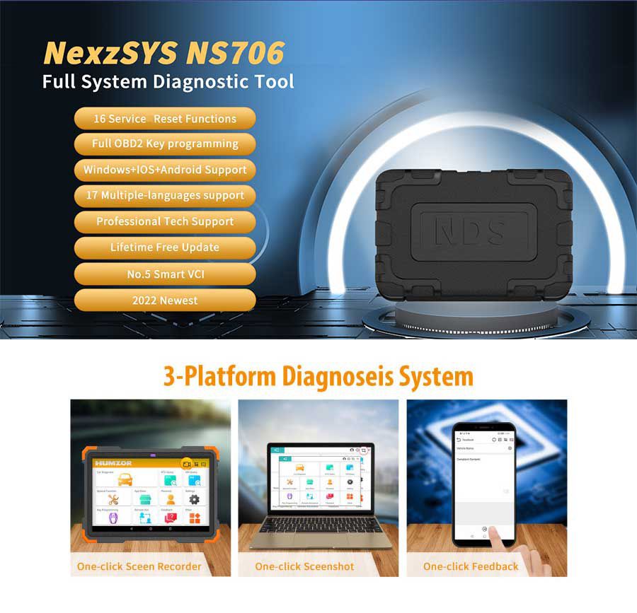 2023 HUMZOR NexzSYS NS706 OBD2 Full System Scanner