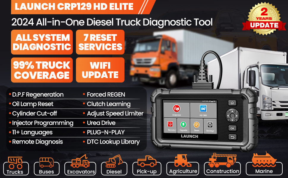 2024 New Launch CRP129 HD Elite 24V Heavy Duty Truck Dia