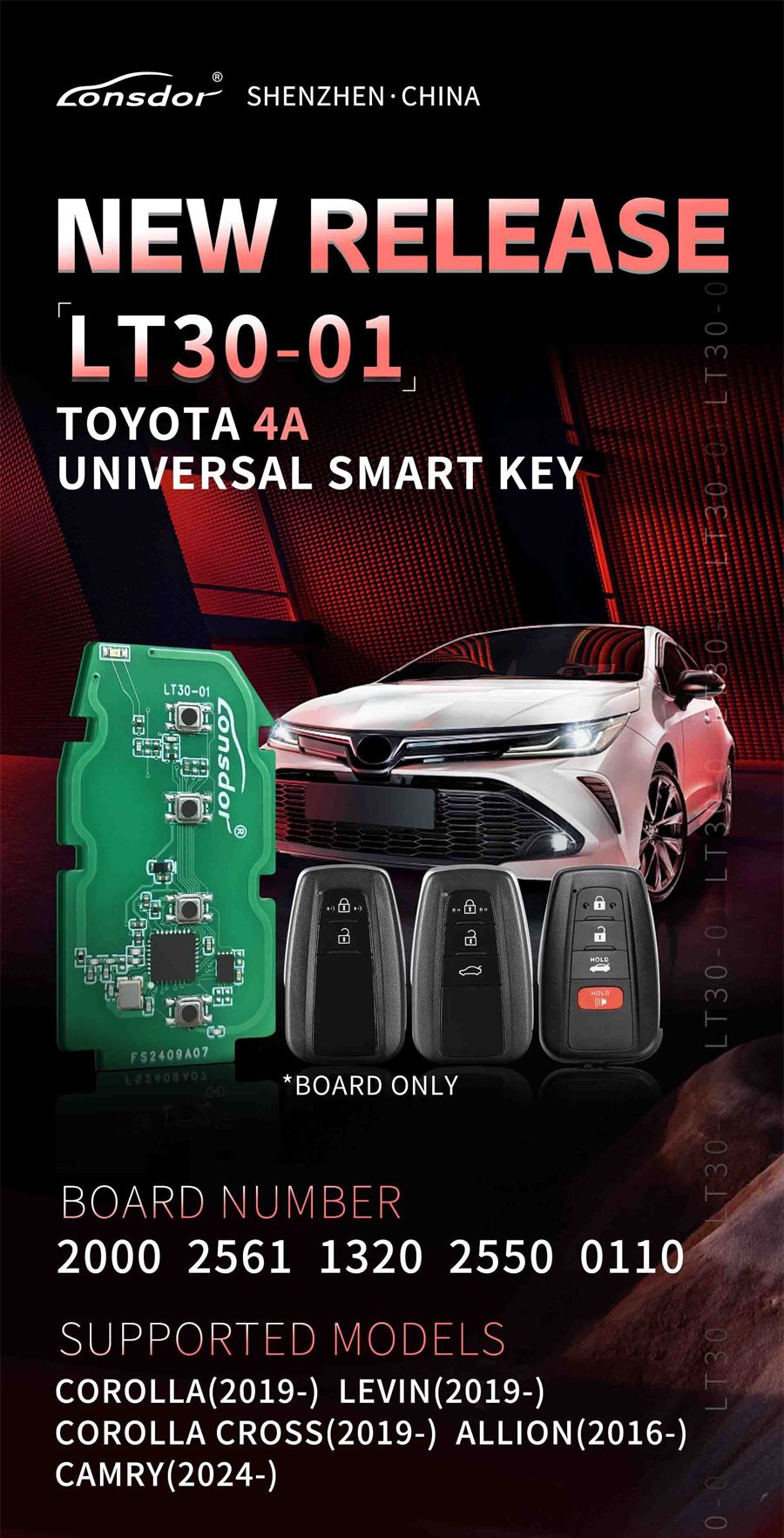 Lonsdor LT30-01 Toyota 4A Universal Smart Key Board Only