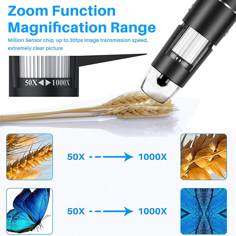 Professional USB Digital Microscope 1000X 1600X 8 LEDs 2