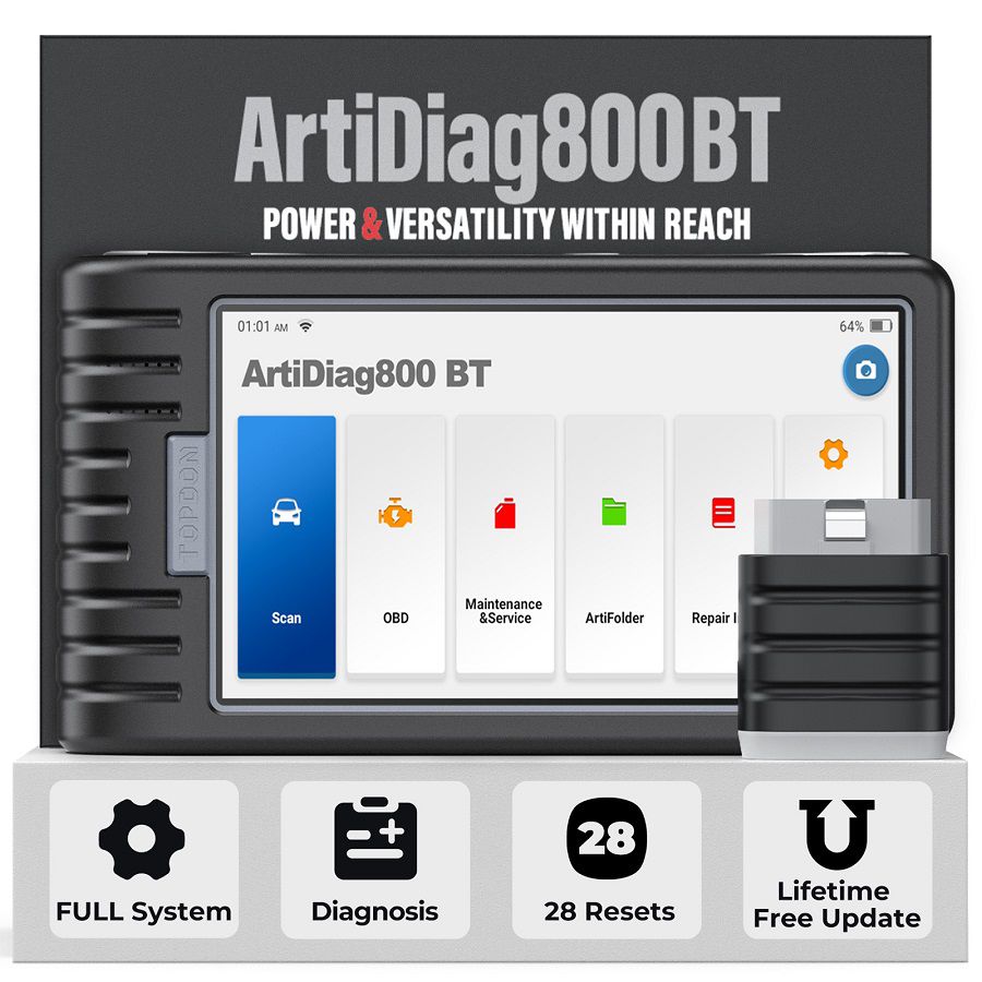 TOPDON Artidiag 800 BT Mid-level All System Diagnostic Tool with 28 Service Functions Free Lifetime Upgrade Multi-Language