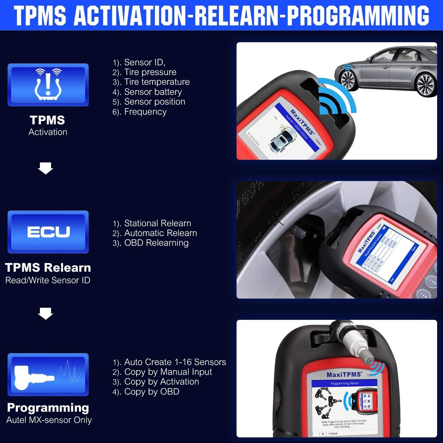 Herramientas de diagnóstico y mantenimiento de autoel maxitpms ts501 tpms