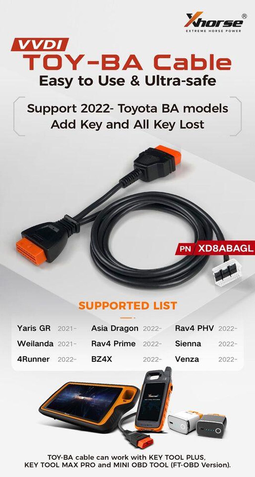 Xhorse Toyota BA All Keys Lost Adapter KD8ABAGL
