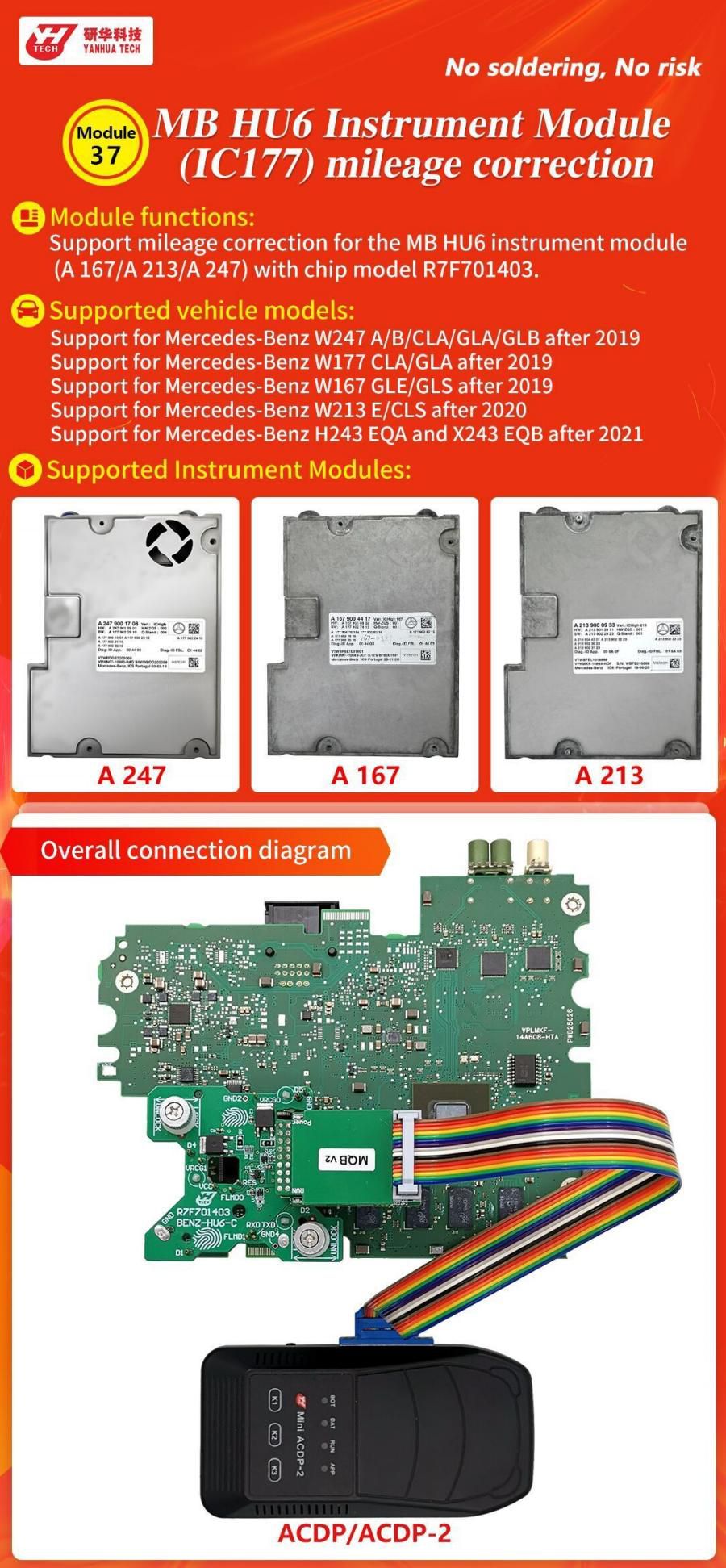 Yanhua Mini ACDP-2 Module 37 for MB HU6 Instrument Module(C177) Mileage Correction