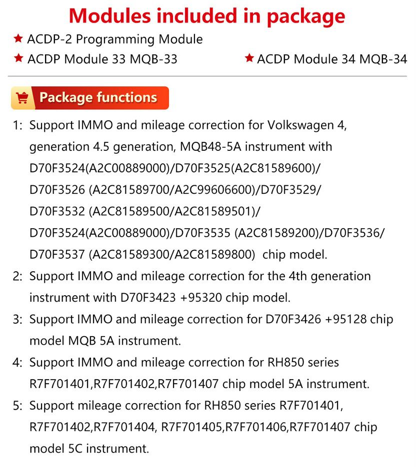 Yanhua ACDP-2 VW MQB IMMO Mileage Correction Package with Module 33/34